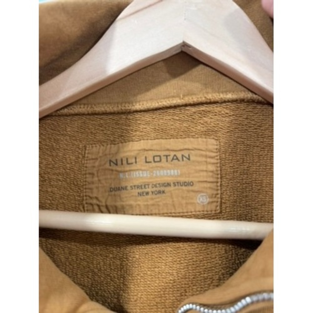 Nili Lotan Women Bentley Quarter Zip Cotton Sweatshirt Yellow XS - Picture 2 of 7
